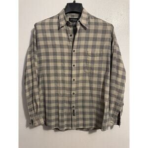 L 'Uomo by Enro Mens L Long Sleeve Cotton Blend Button Down Checker Shirt